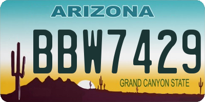 AZ license plate BBW7429