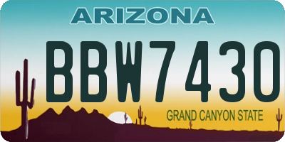 AZ license plate BBW7430