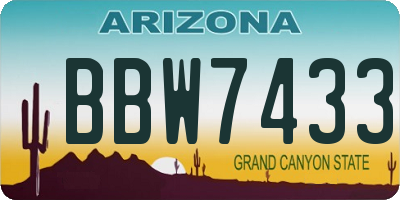 AZ license plate BBW7433