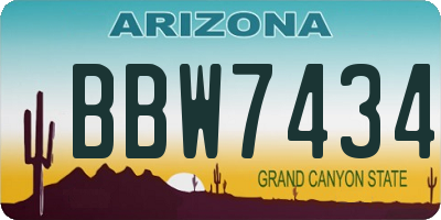 AZ license plate BBW7434