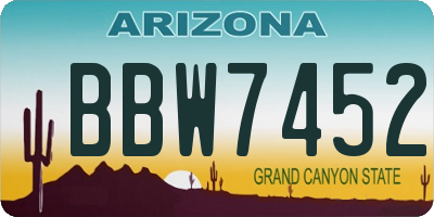 AZ license plate BBW7452