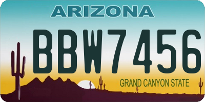 AZ license plate BBW7456