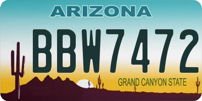 AZ license plate BBW7472