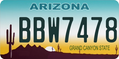 AZ license plate BBW7478