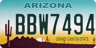 AZ license plate BBW7494