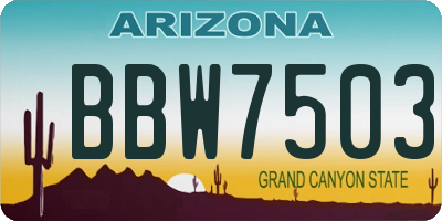 AZ license plate BBW7503