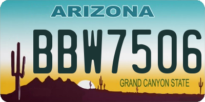 AZ license plate BBW7506