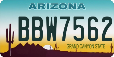 AZ license plate BBW7562