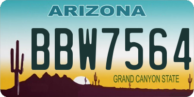 AZ license plate BBW7564