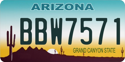 AZ license plate BBW7571