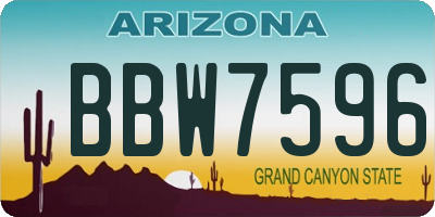 AZ license plate BBW7596