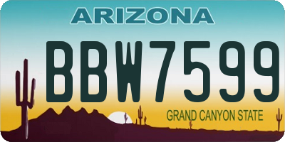 AZ license plate BBW7599