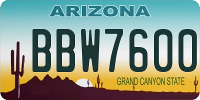 AZ license plate BBW7600