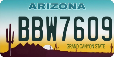 AZ license plate BBW7609