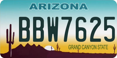 AZ license plate BBW7625