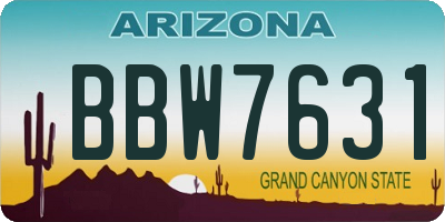 AZ license plate BBW7631