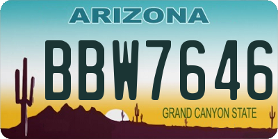 AZ license plate BBW7646