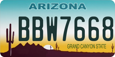 AZ license plate BBW7668