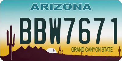 AZ license plate BBW7671