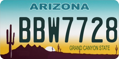 AZ license plate BBW7728