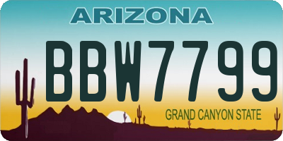 AZ license plate BBW7799