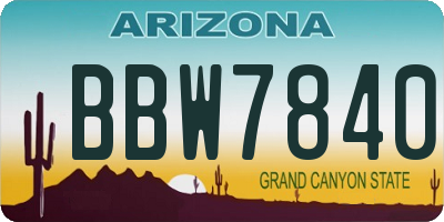 AZ license plate BBW7840