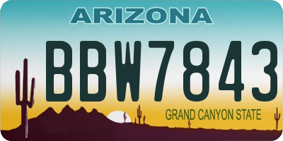 AZ license plate BBW7843