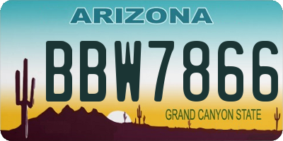 AZ license plate BBW7866