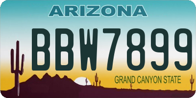 AZ license plate BBW7899