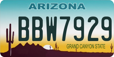 AZ license plate BBW7929