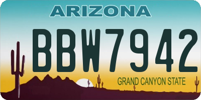 AZ license plate BBW7942