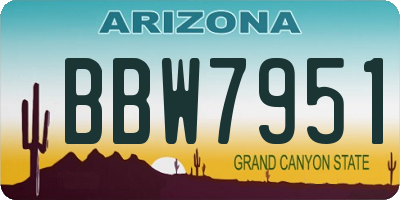 AZ license plate BBW7951