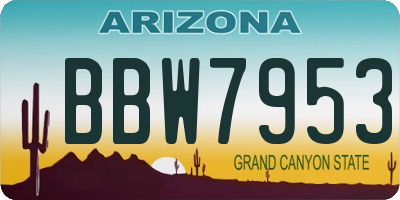 AZ license plate BBW7953