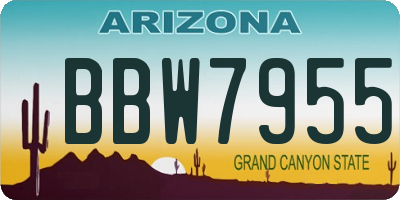 AZ license plate BBW7955