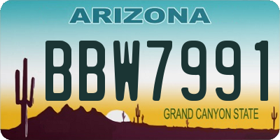 AZ license plate BBW7991