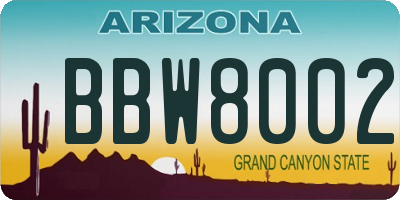 AZ license plate BBW8002