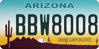 AZ license plate BBW8008