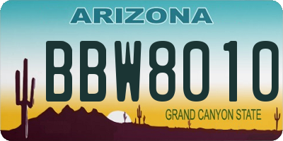 AZ license plate BBW8010
