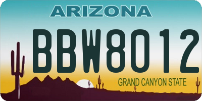 AZ license plate BBW8012