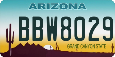 AZ license plate BBW8029