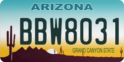 AZ license plate BBW8031