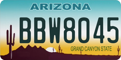 AZ license plate BBW8045