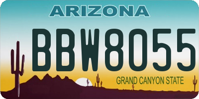 AZ license plate BBW8055