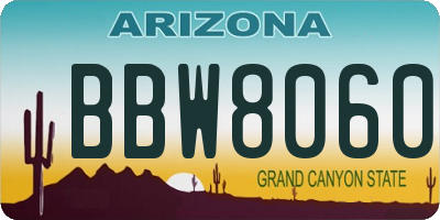 AZ license plate BBW8060