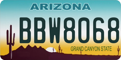 AZ license plate BBW8068