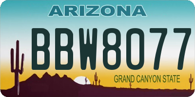 AZ license plate BBW8077