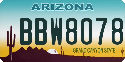 AZ license plate BBW8078