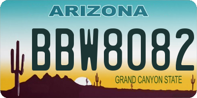AZ license plate BBW8082