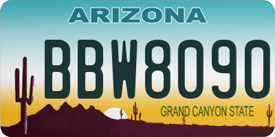 AZ license plate BBW8090