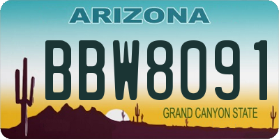 AZ license plate BBW8091
